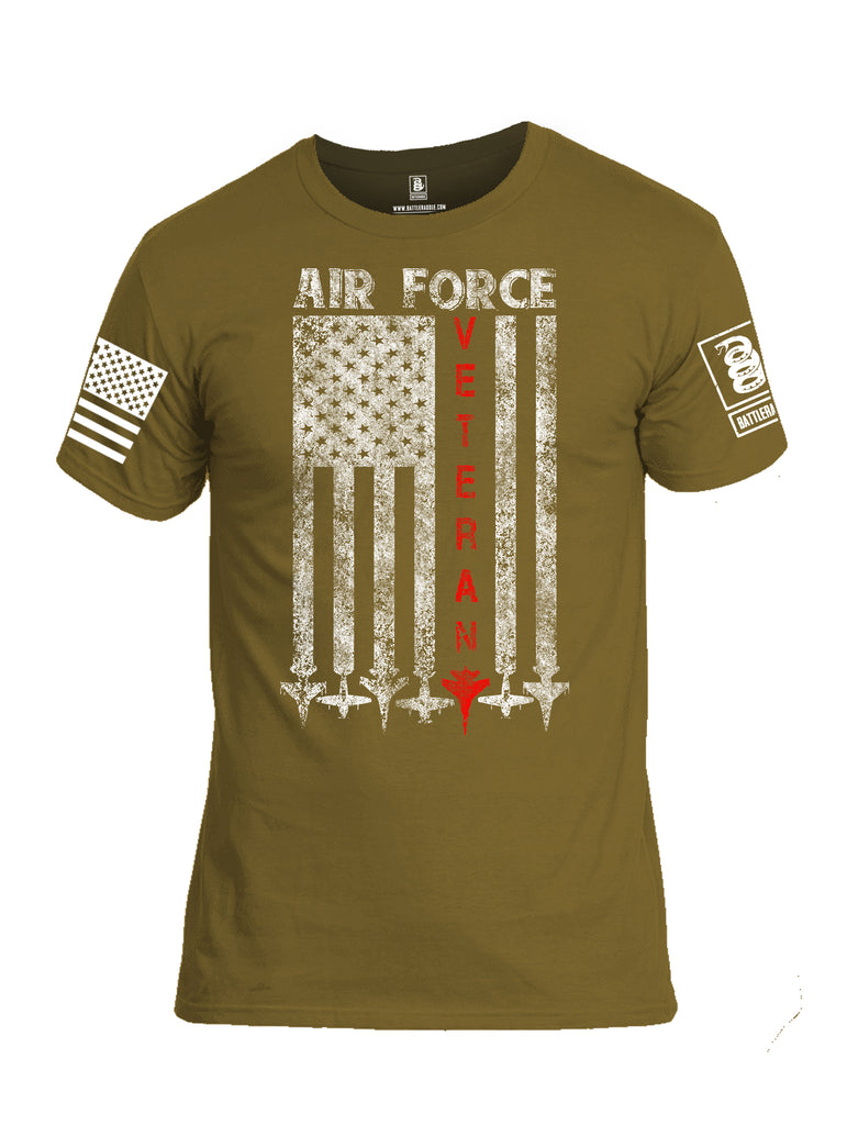 Battleraddle Air Force Veteran White Sleeve Print Mens Cotton Crew Neck T Shirt