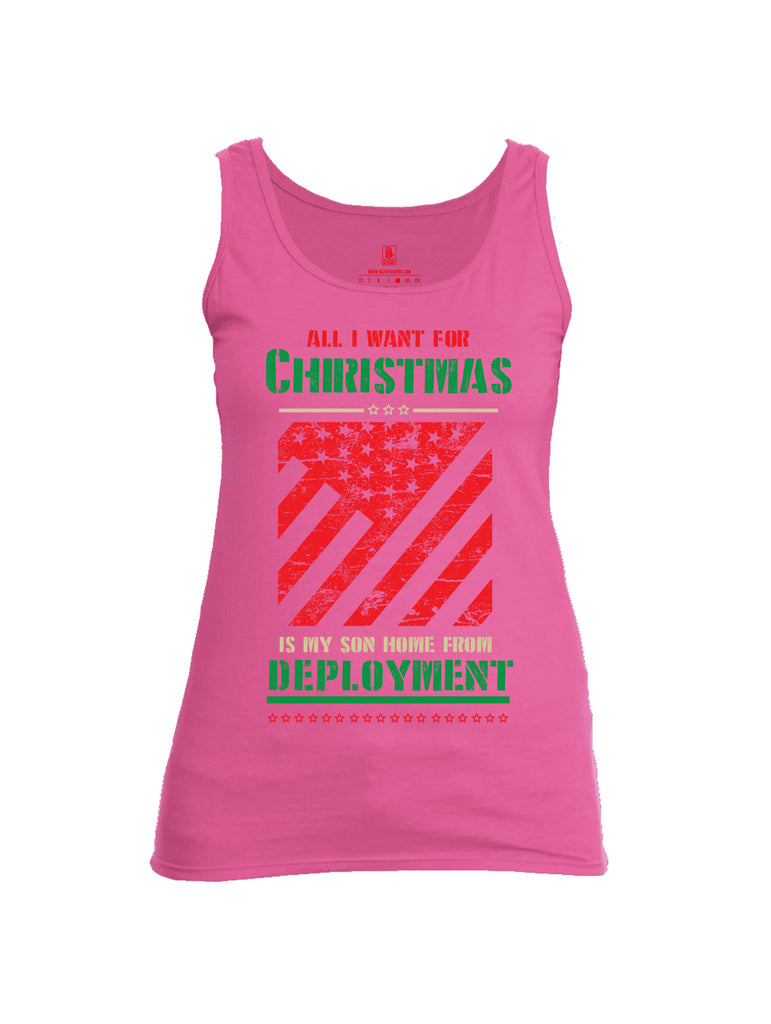 Battleraddle All I Want For Christmas Is My Son Home From Deployment Womens Cotton Tank Top - Battleraddle® LLC