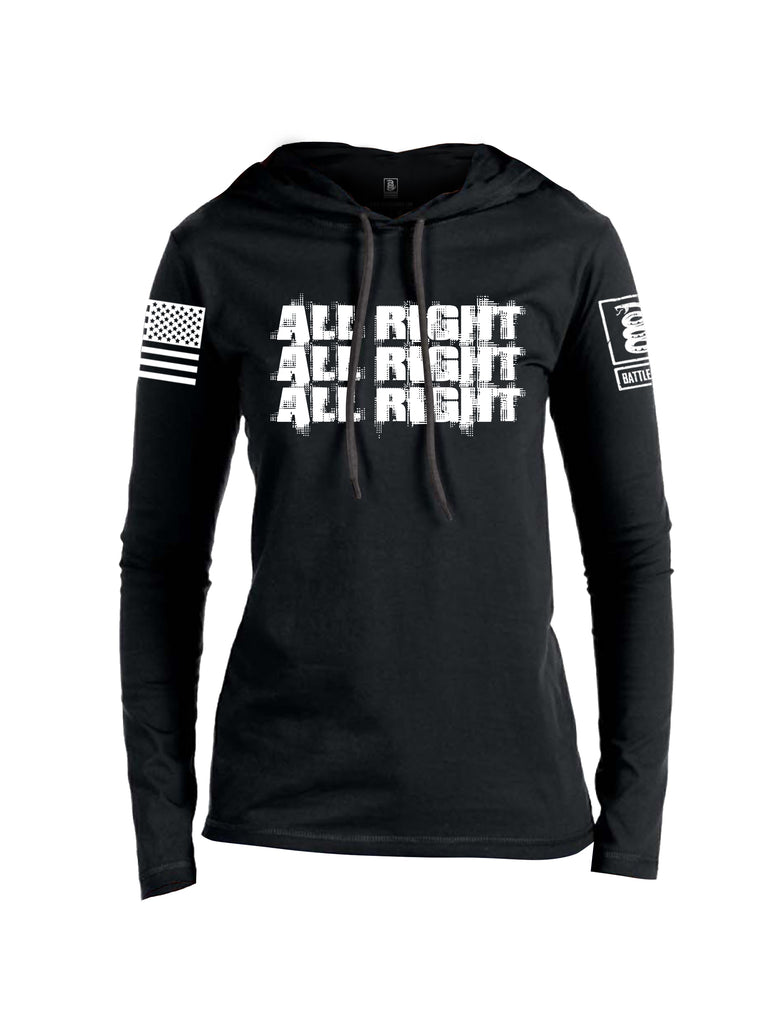 Battleraddle All Right All Right All Right White Sleeve Print Womens Thin Cotton Lightweight Hoodie - Battleraddle® LLC