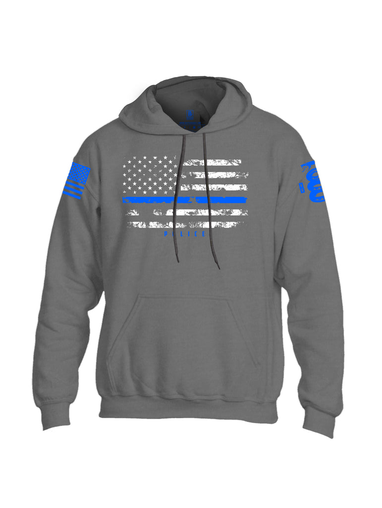 Battleraddle American Flag Blue Line Police Blue Sleeve Print Mens Blended Hoodie With Pockets - Battleraddle® LLC