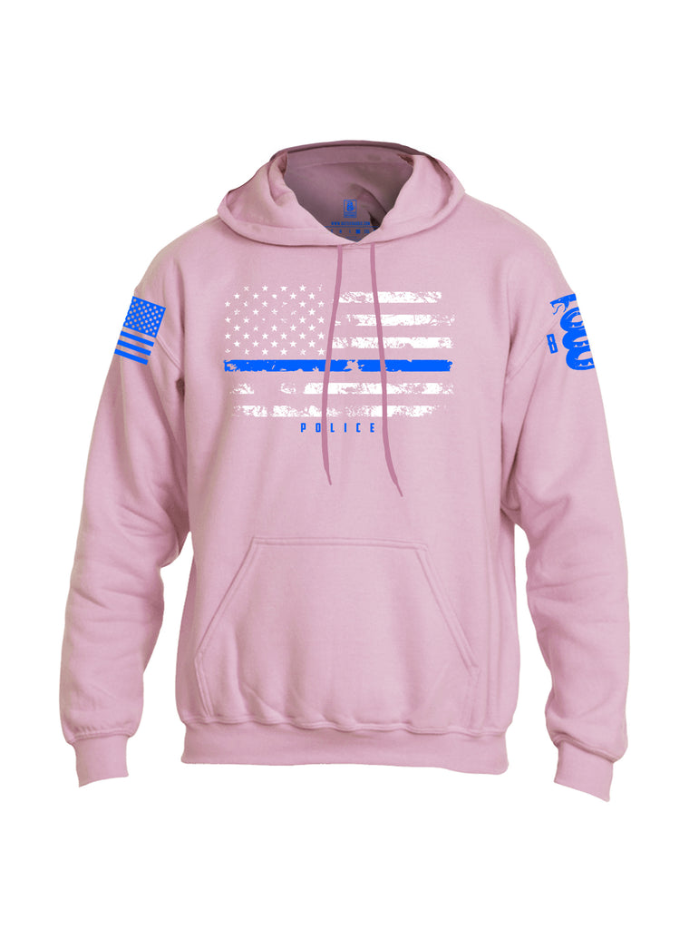 Battleraddle American Flag Blue Line Police Blue Sleeve Print Mens Blended Hoodie With Pockets - Battleraddle® LLC