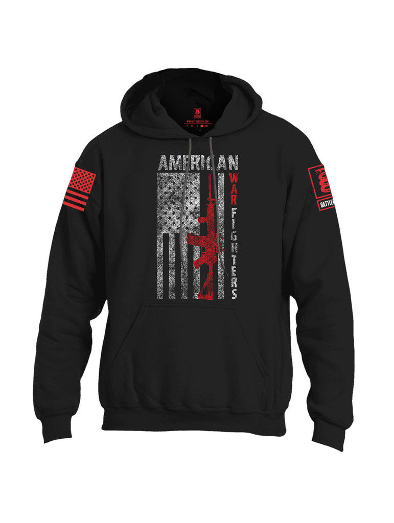 Battleraddle American War Fighters Red Sleeve Print Mens Blended Hoodie With Pockets