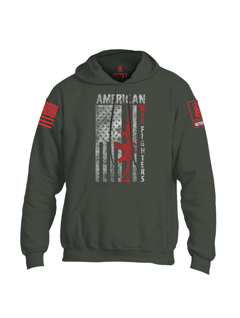 Battleraddle American War Fighters Red Sleeve Print Mens Blended Hoodie With Pockets