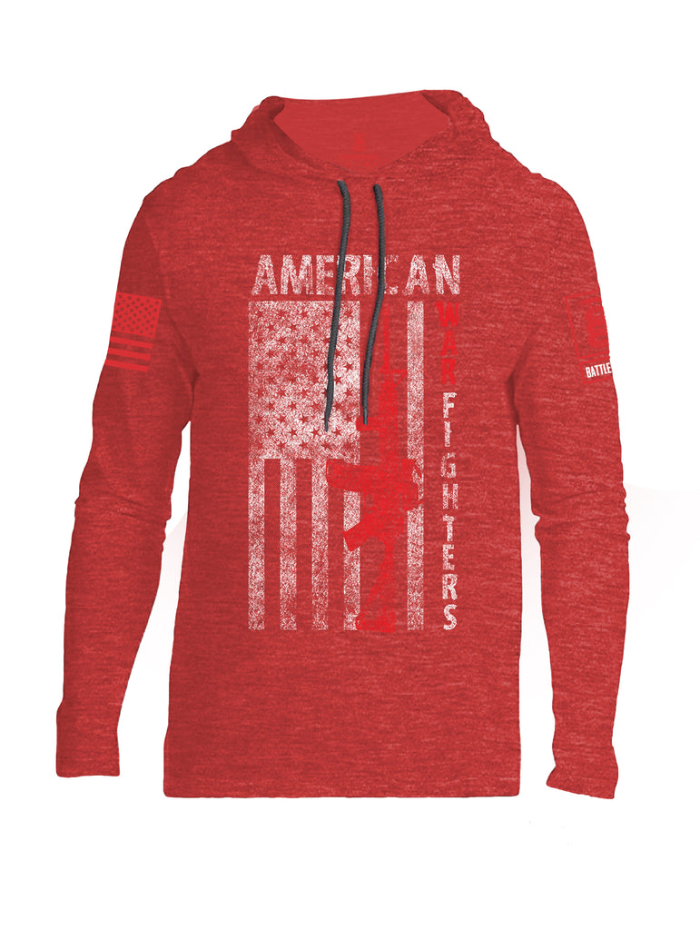 Battleraddle American War Fighters Red Sleeve Print Mens Thin Cotton Lightweight Hoodie