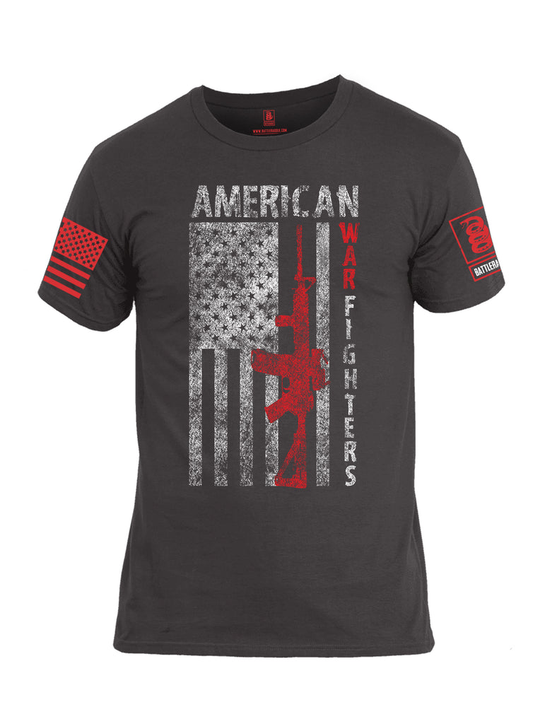 Battleraddle American War Fighters Red Sleeve Print Mens Cotton Crew Neck T Shirt