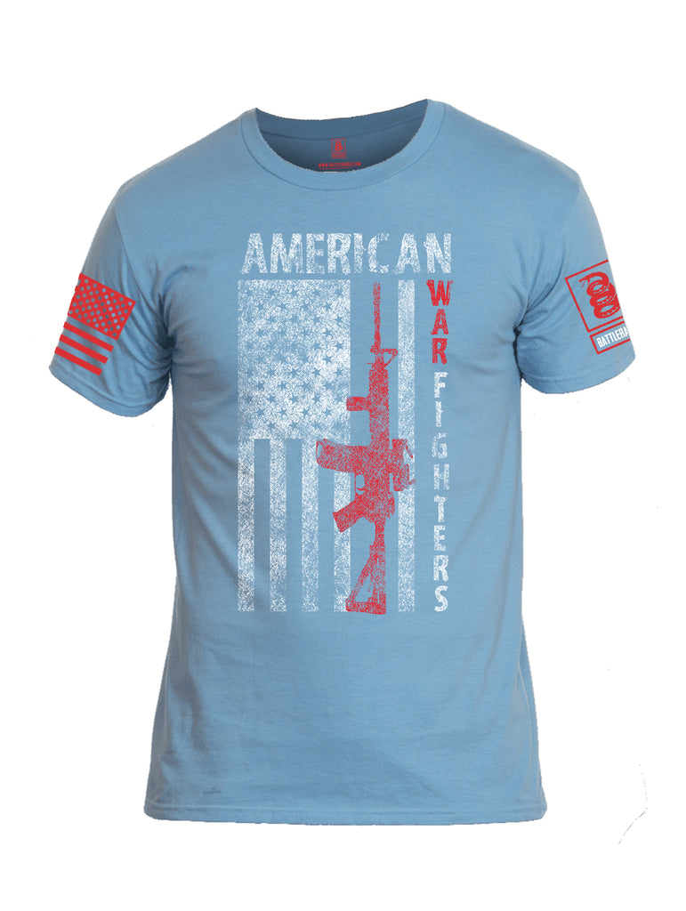Battleraddle American War Fighters Red Sleeve Print Mens Cotton Crew Neck T Shirt