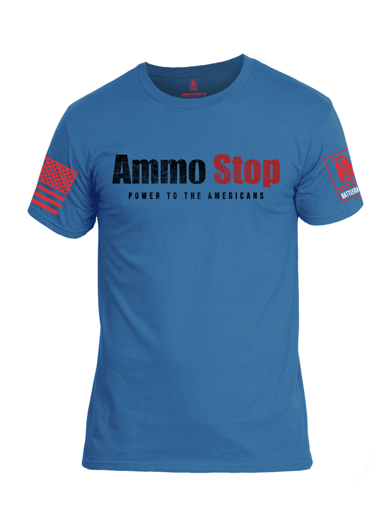 Battleraddle Ammo Stop Power To The Americans Red Sleeve Print Mens Cotton Crew Neck T Shirt