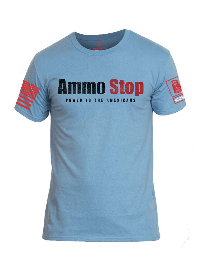 Battleraddle Ammo Stop Power To The Americans Red Sleeve Print Mens Cotton Crew Neck T Shirt