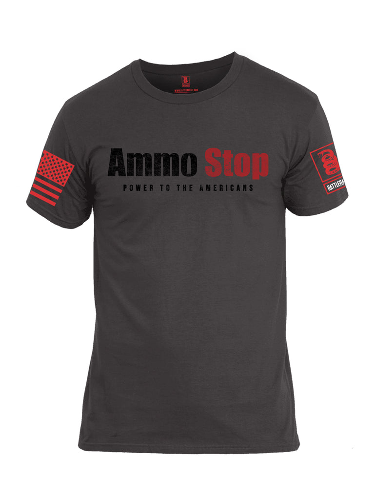 Battleraddle Ammo Stop Power To The Americans Red Sleeve Print Mens Cotton Crew Neck T Shirt