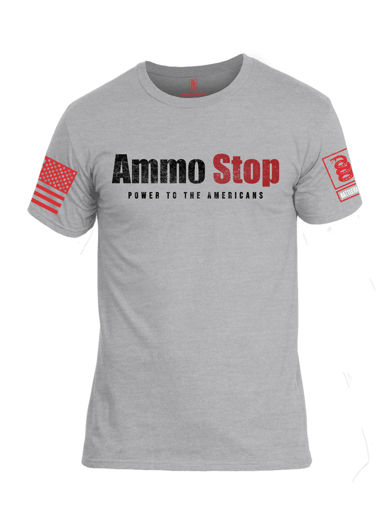 Battleraddle Ammo Stop Power To The Americans Red Sleeve Print Mens Cotton Crew Neck T Shirt