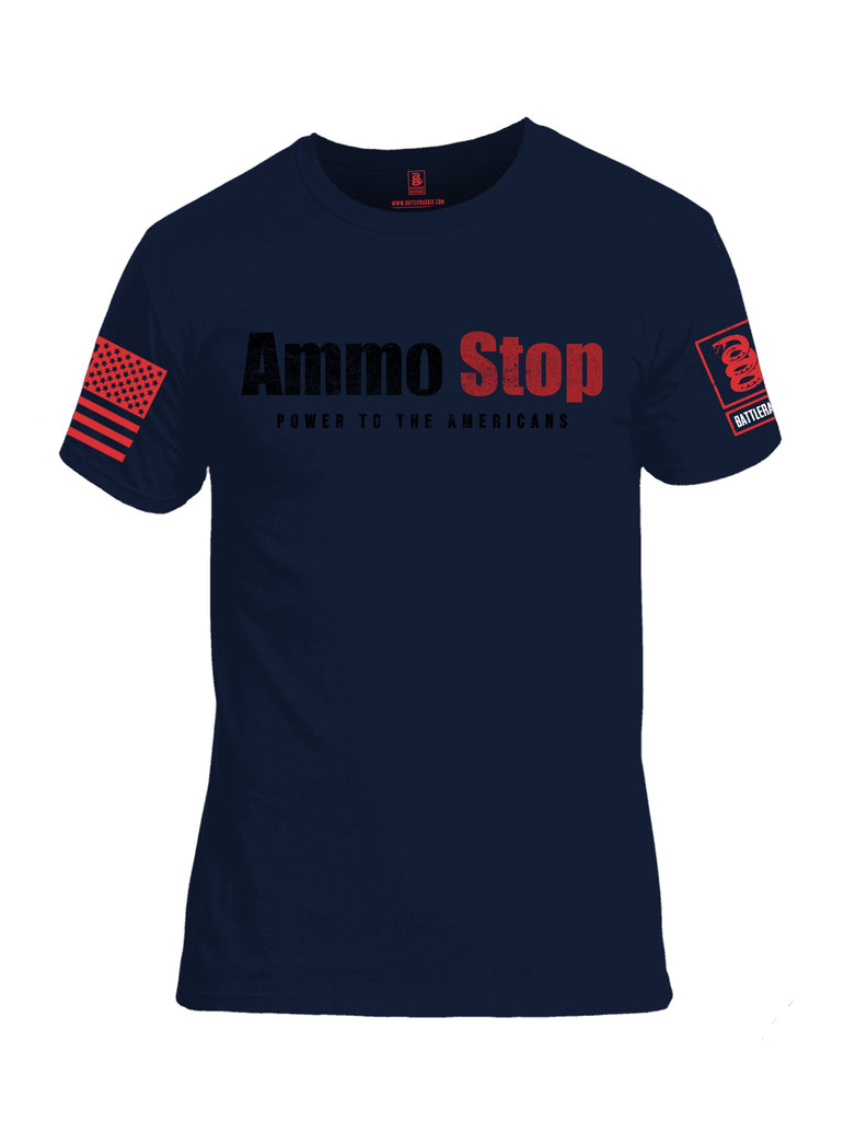 Battleraddle Ammo Stop Power To The Americans Red Sleeve Print Mens Cotton Crew Neck T Shirt