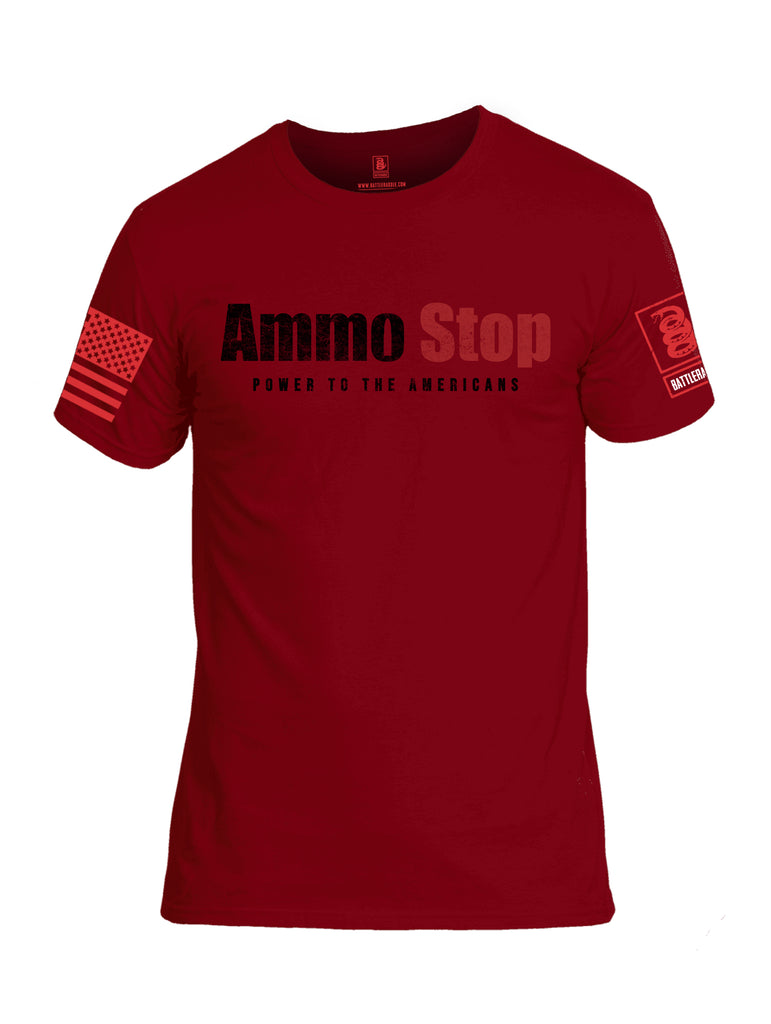 Battleraddle Ammo Stop Power To The Americans Red Sleeve Print Mens Cotton Crew Neck T Shirt