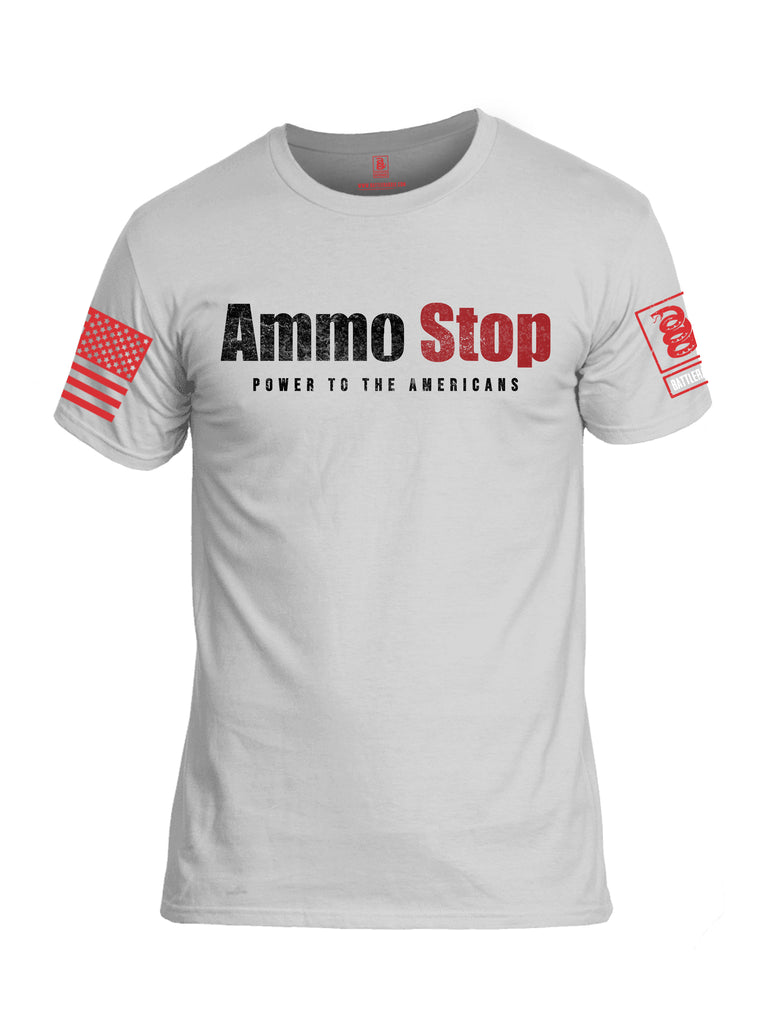 Battleraddle Ammo Stop Power To The Americans Red Sleeve Print Mens Cotton Crew Neck T Shirt