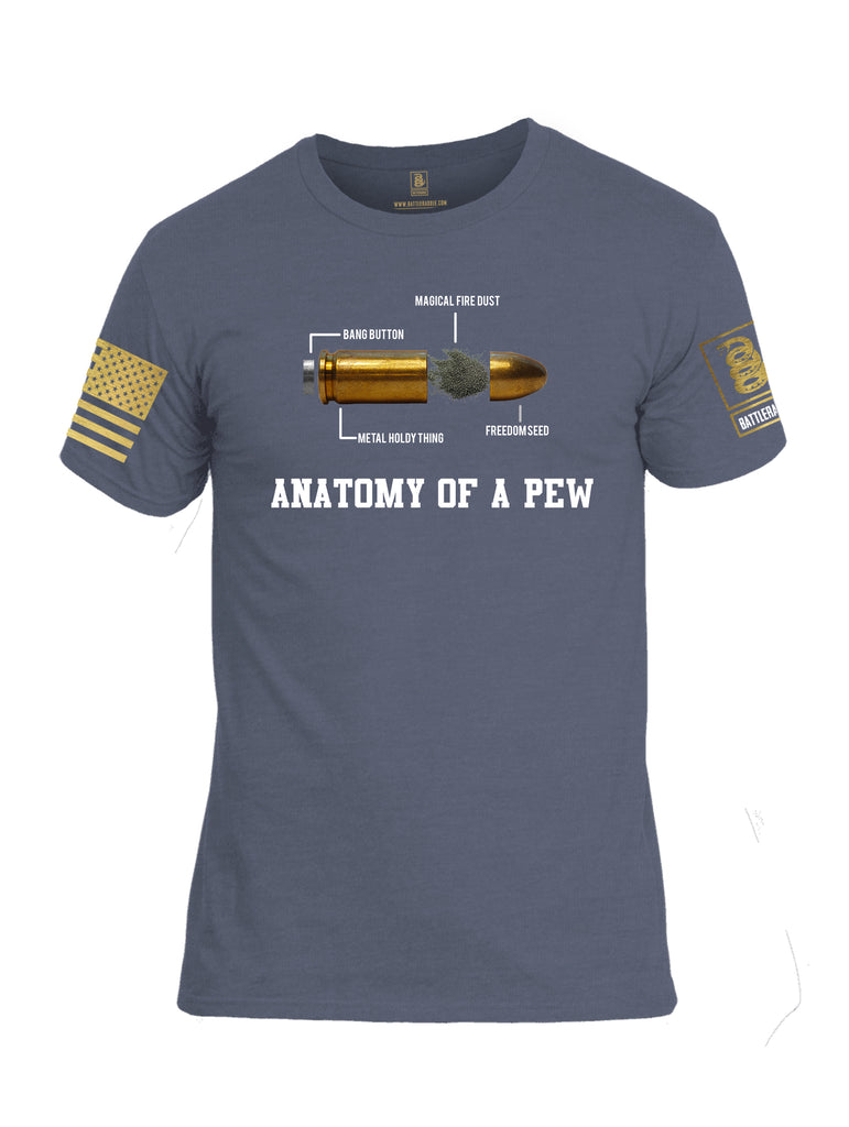 Battleraddle Anatomy Of A PEW Brass Sleeve Print Mens Cotton Crew Neck T Shirt