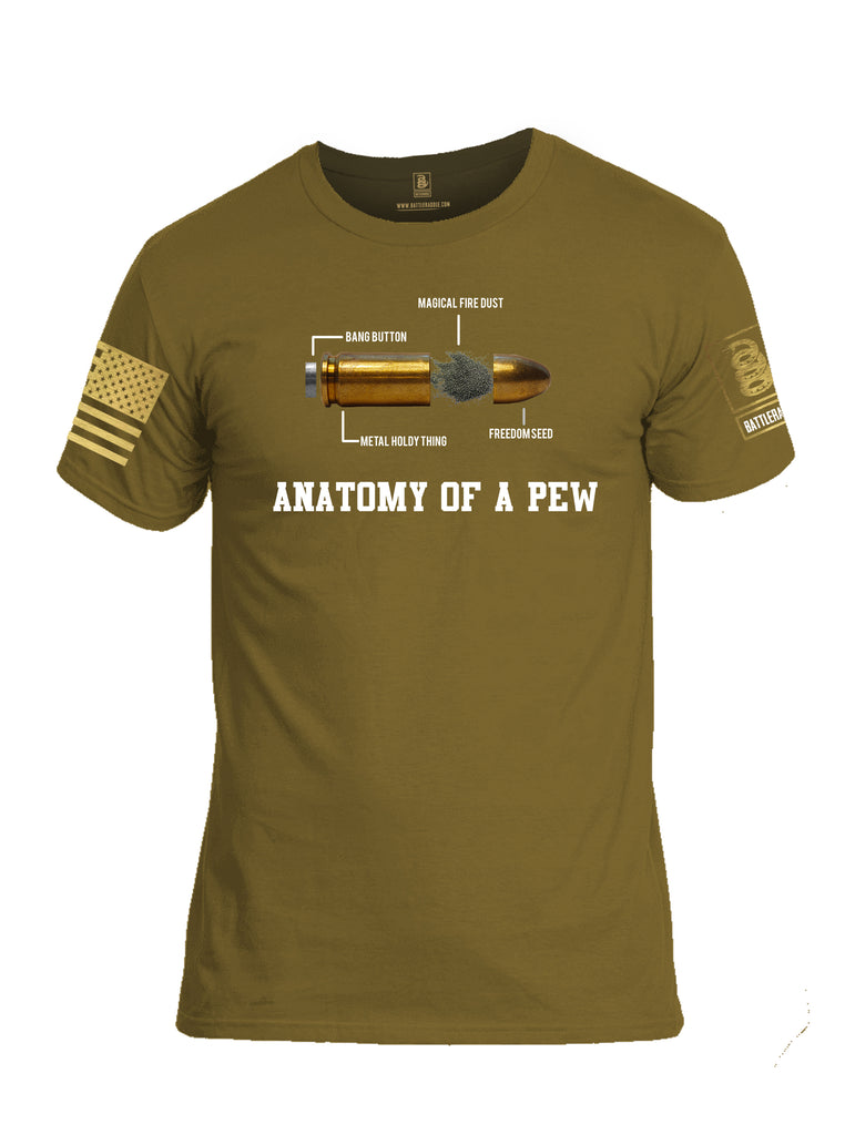 Battleraddle Anatomy Of A PEW Brass Sleeve Print Mens Cotton Crew Neck T Shirt