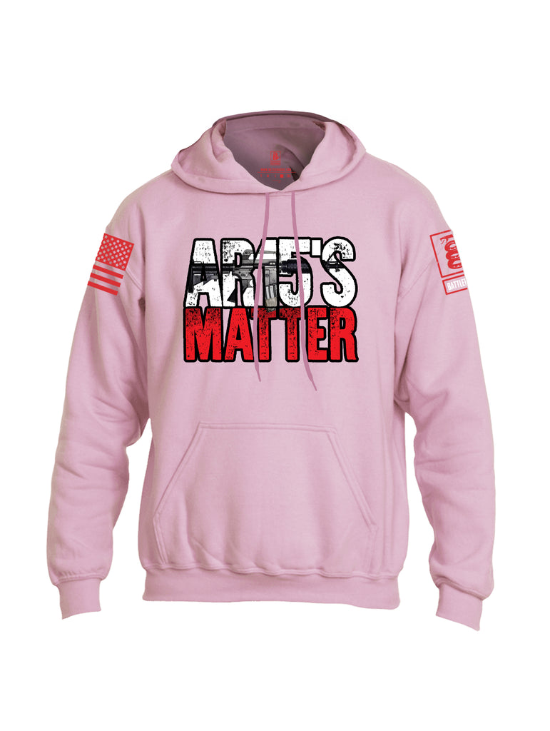 Battleraddle AR15's Matter Red Sleeve Print Mens Blended Hoodie With Pockets
