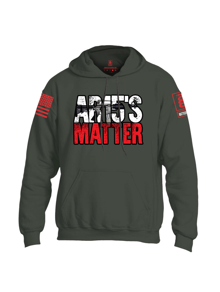 Battleraddle AR15's Matter Red Sleeve Print Mens Blended Hoodie With Pockets