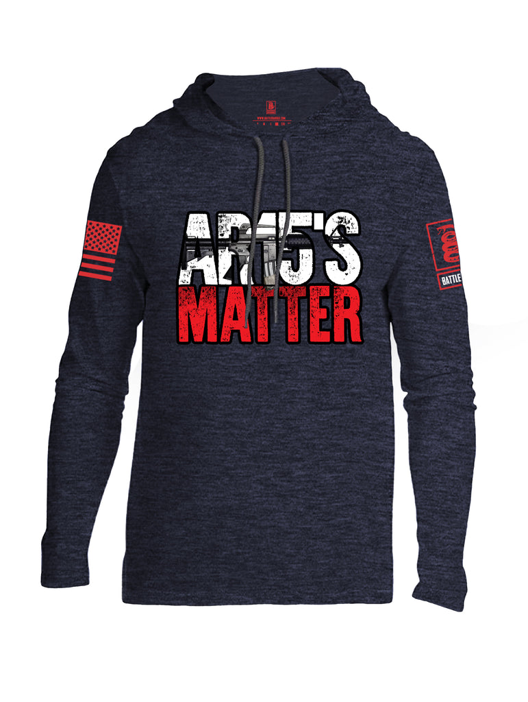Battleraddle AR15's Matter Red Sleeve Print Mens Thin Cotton Lightweight Hoodie