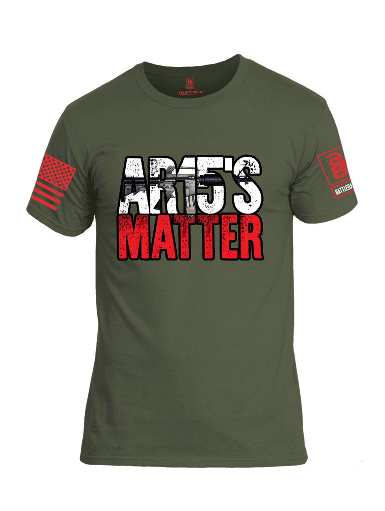 Battleraddle AR15's Matter Red Sleeve Print Mens Cotton Crew Neck T Shirt