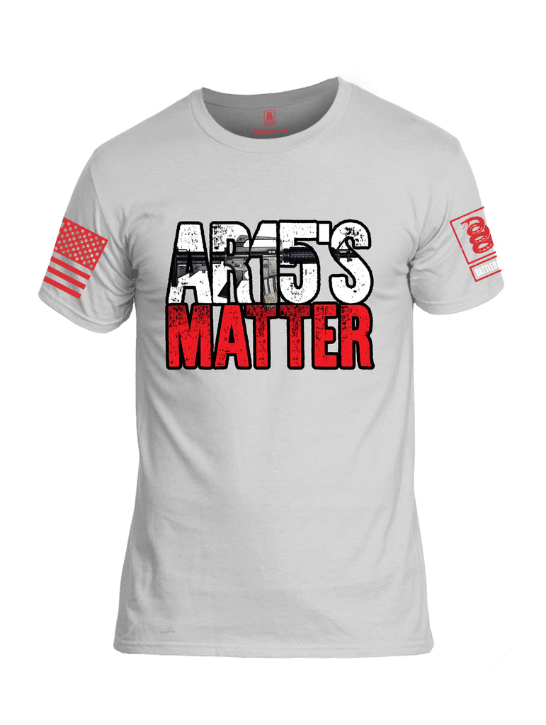 Battleraddle AR15's Matter Red Sleeve Print Mens Cotton Crew Neck T Shirt