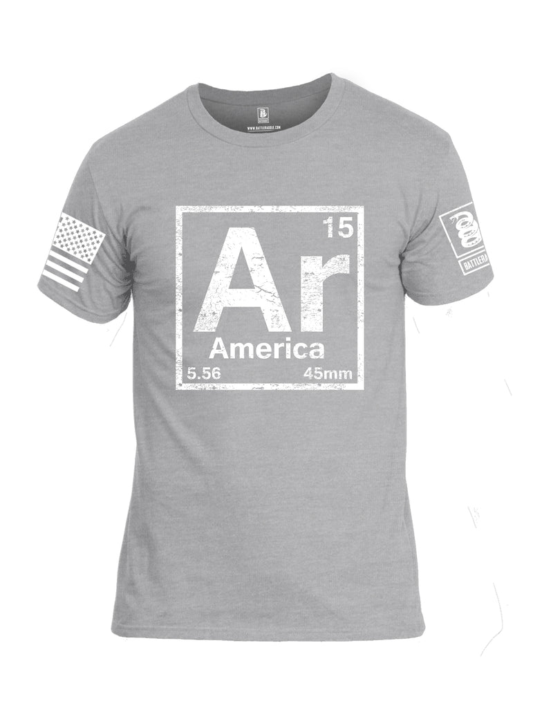 Battleraddle Periodic Table Of Elements AR15 15.56 45mm America V1 White Sleeve Print Mens Cotton Crew Neck T Shirt