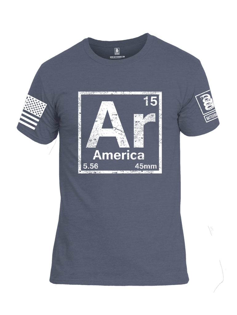 Battleraddle Periodic Table Of Elements AR15 15.56 45mm America V1 White Sleeve Print Mens Cotton Crew Neck T Shirt