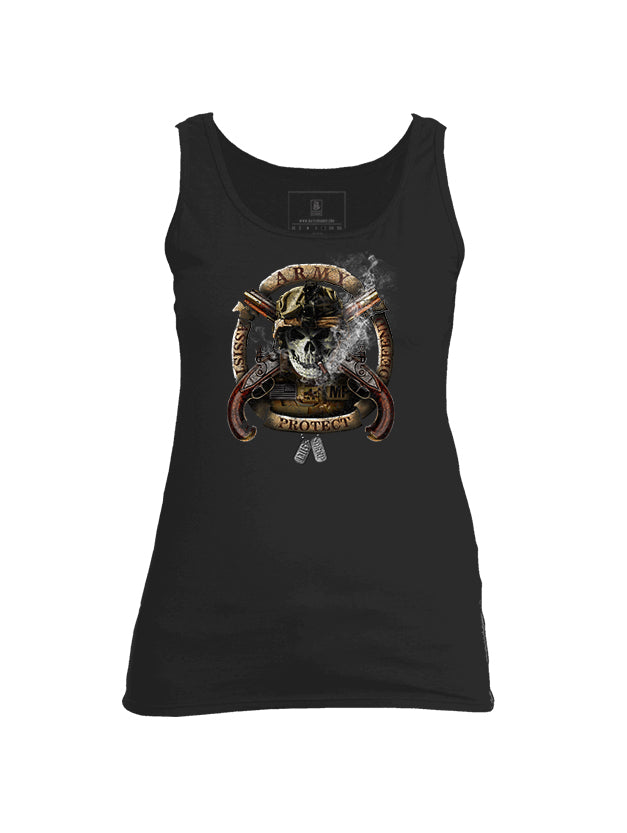 Battleraddle Army Assist Defend Protect Womens Cotton Tank Top - Battleraddle® LLC