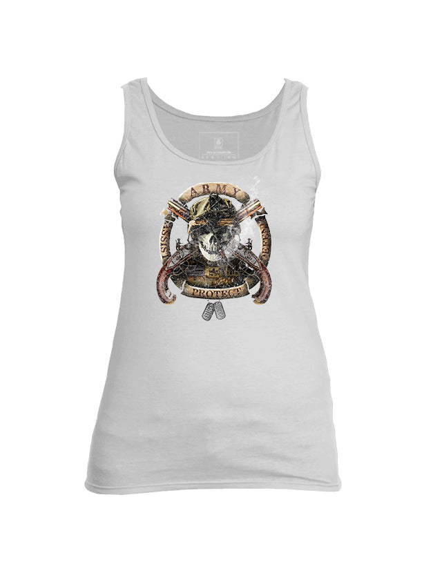 Battleraddle Army Assist Defend Protect Womens Cotton Tank Top - Battleraddle® LLC