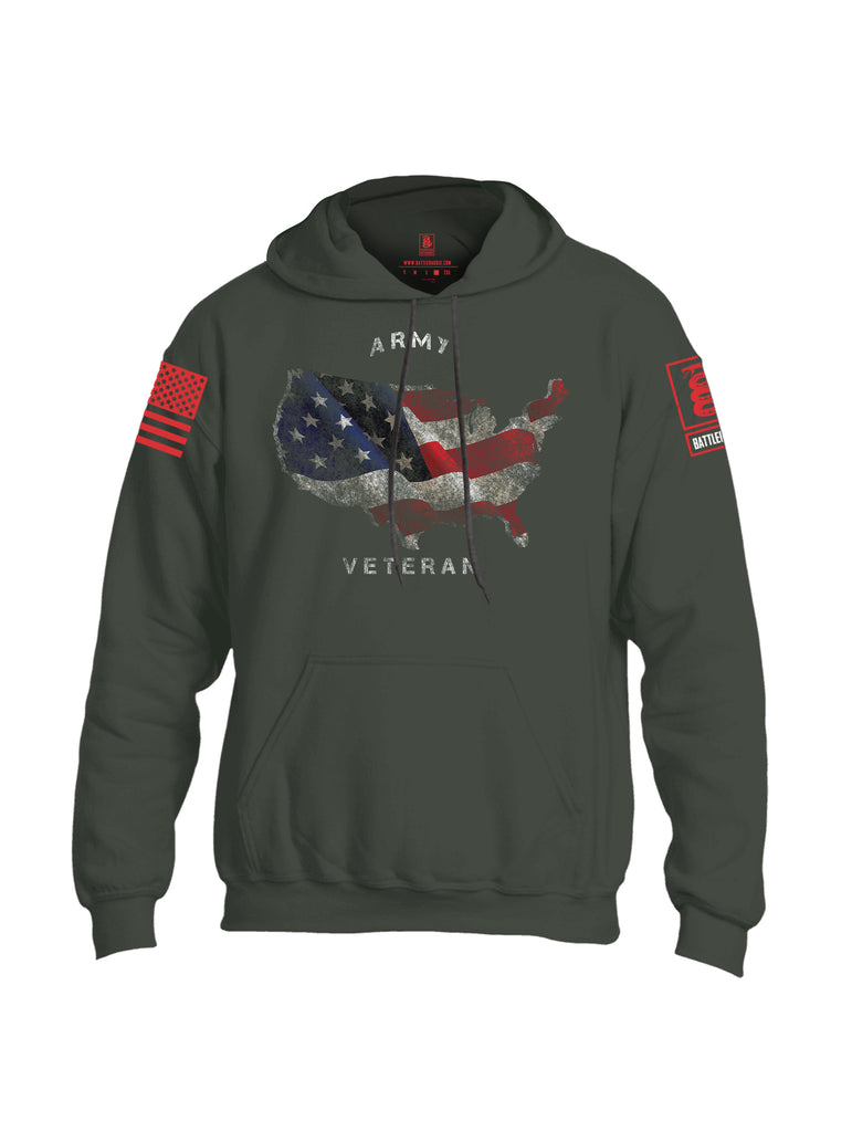 Battleraddle Army Veteran Red Sleeve Print Mens Blended Hoodie With Pockets