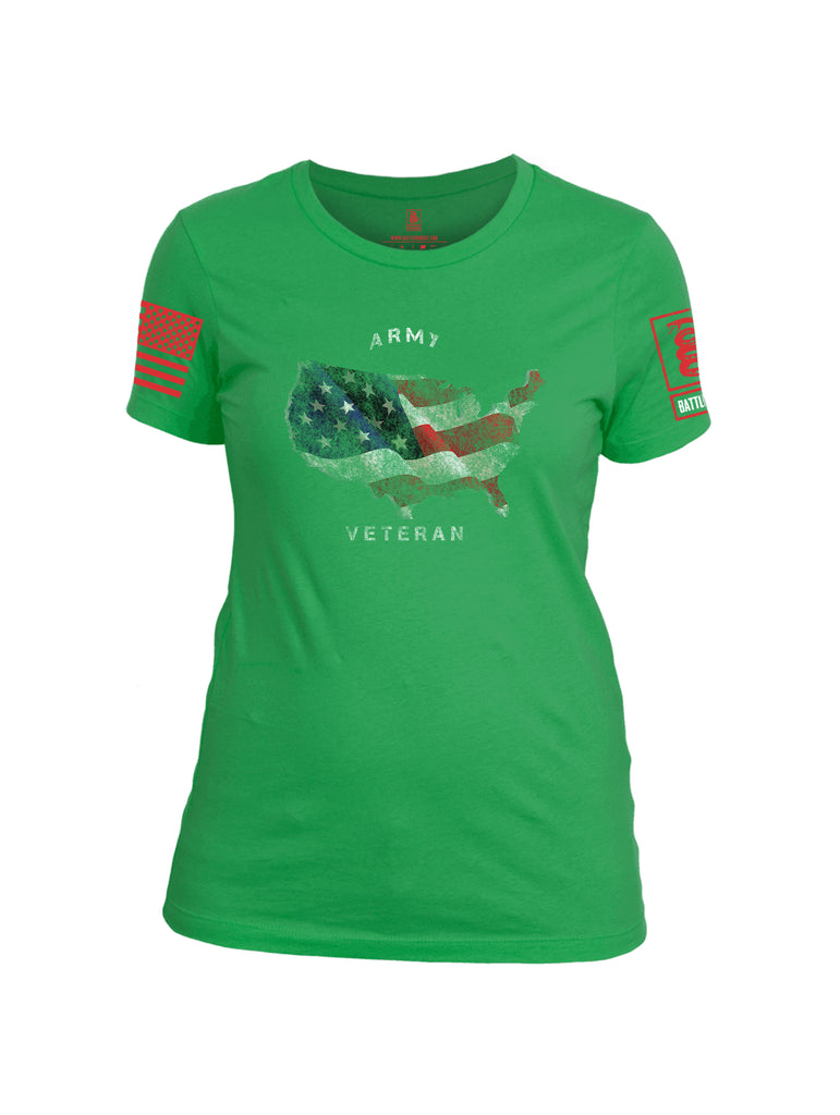 Battleraddle Army Veteran Red Sleeve Print Womens Cotton Crew Neck T Shirt