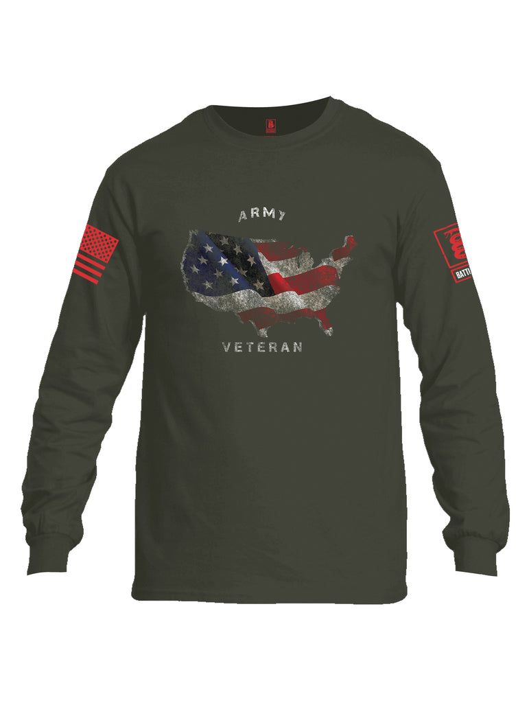 Battleraddle Army Veteran Red Sleeve Print Mens Cotton Long Sleeve Crew Neck T Shirt
