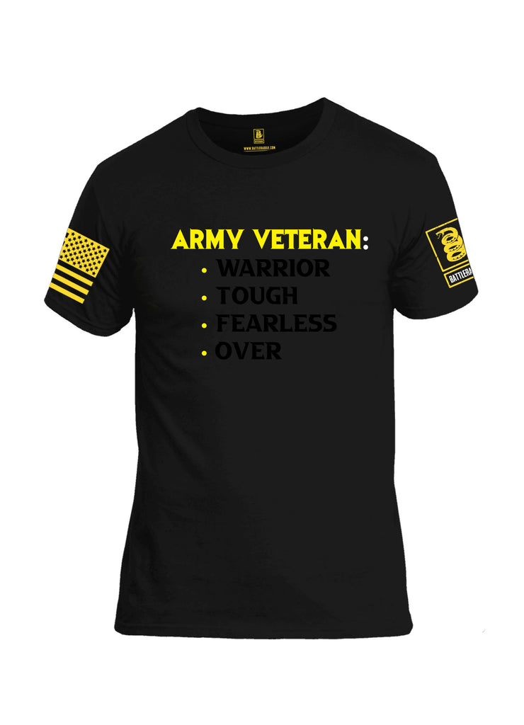 Battleraddle Army Veteran Warrior Tough Fearless Over Yellow Sleeves Men Cotton Crew Neck T-Shirt