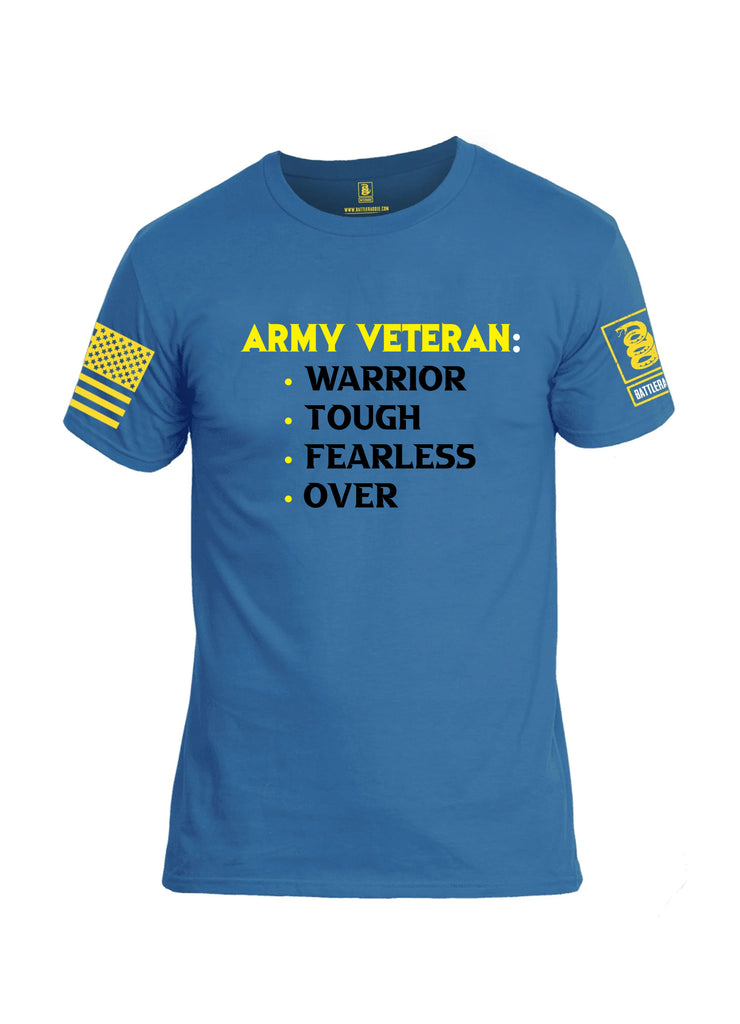 Battleraddle Army Veteran Warrior Tough Fearless Over Yellow Sleeves Men Cotton Crew Neck T-Shirt