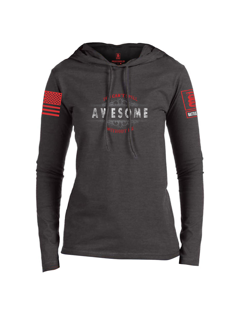 Battleraddle You Cant Spell Awesome Without Me Red Sleeve Print Womens Thin Cotton Lightweight Hoodie