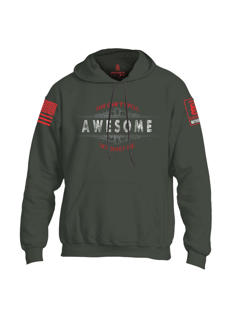 Battleraddle You Cant Spell Awesome Without Me Red Sleeve Print Mens Blended Hoodie With Pockets