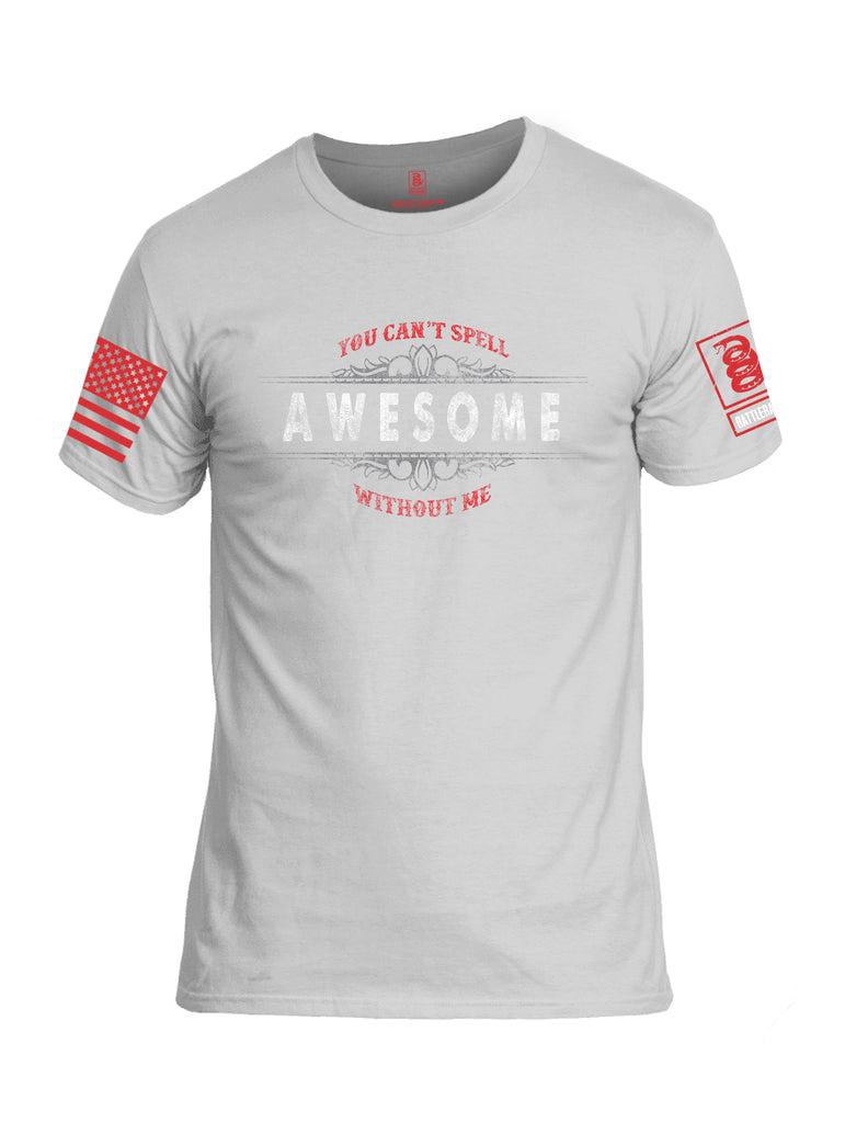 Battleraddle You Cant Spell Awesome Without Me Red Sleeve Print Mens Cotton Crew Neck T Shirt