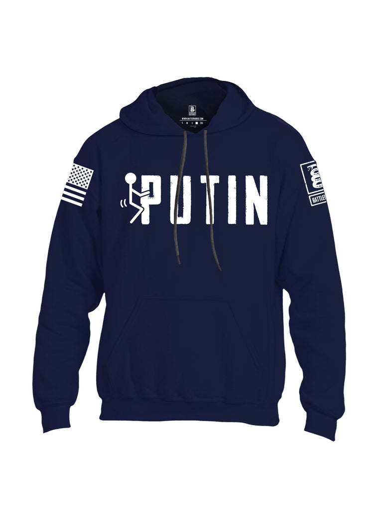 Battleraddle Fuck Putin White Sleeves Uni Cotton Blended Hoodie With Pockets