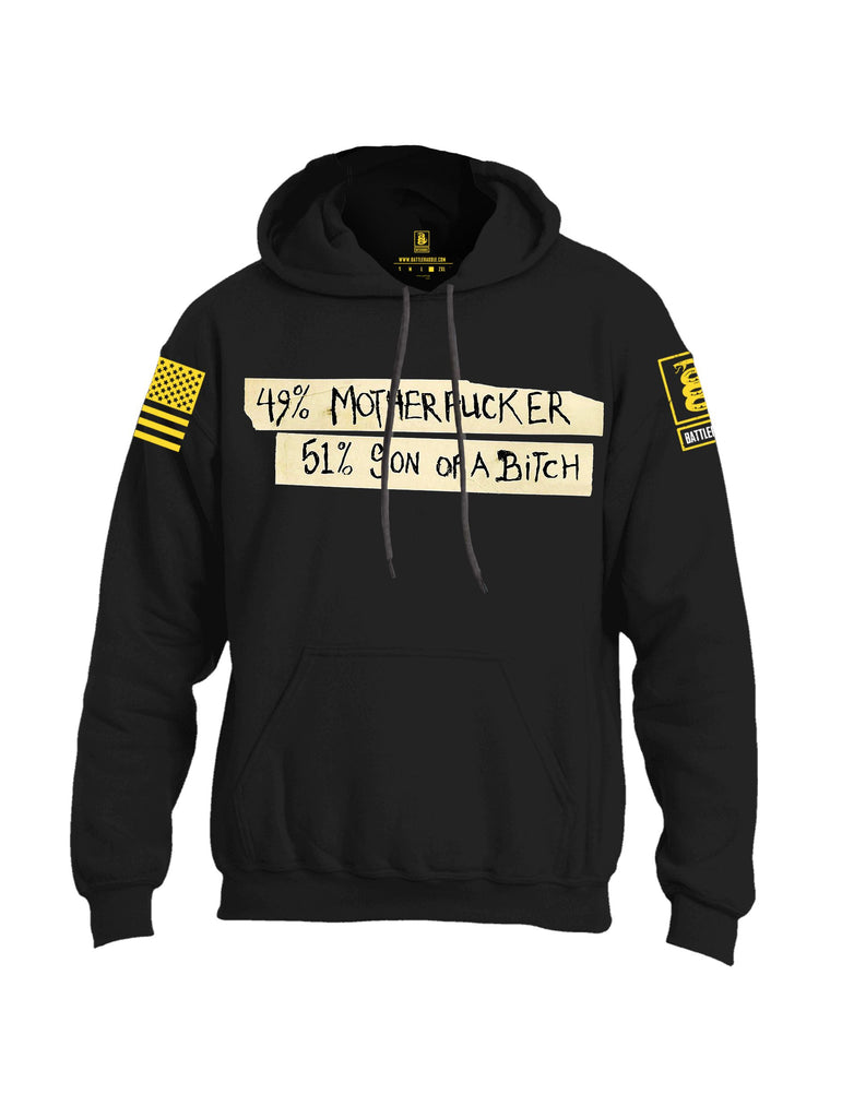 Battleraddle 49% Motherfucker 51% Son Of A Bitch  {sleeve_color} Sleeves Uni Cotton Blended Hoodie With Pockets