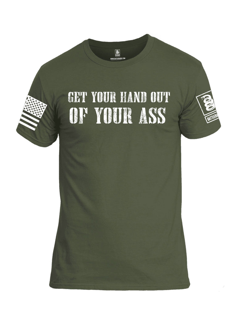 Battleraddle Get Your Hand Out Of Your Ass White Sleeves Men Cotton Crew Neck T-Shirt