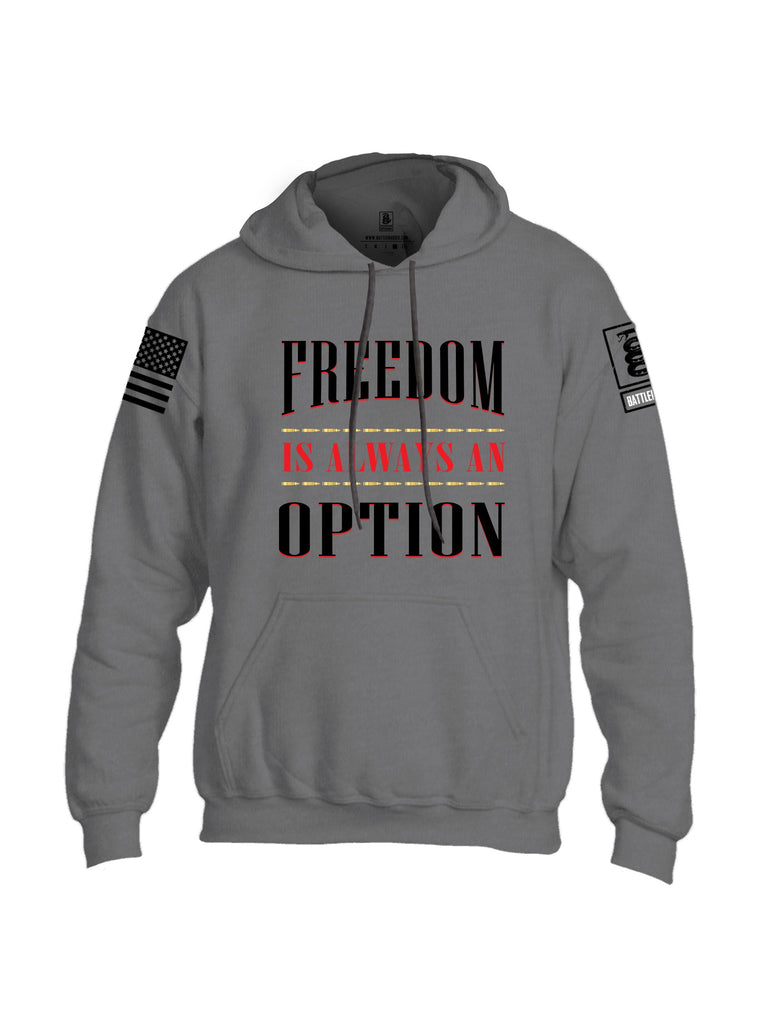 Battleraddle Freedom Is Always An Option Black Sleeves Uni Cotton Blended Hoodie With Pockets