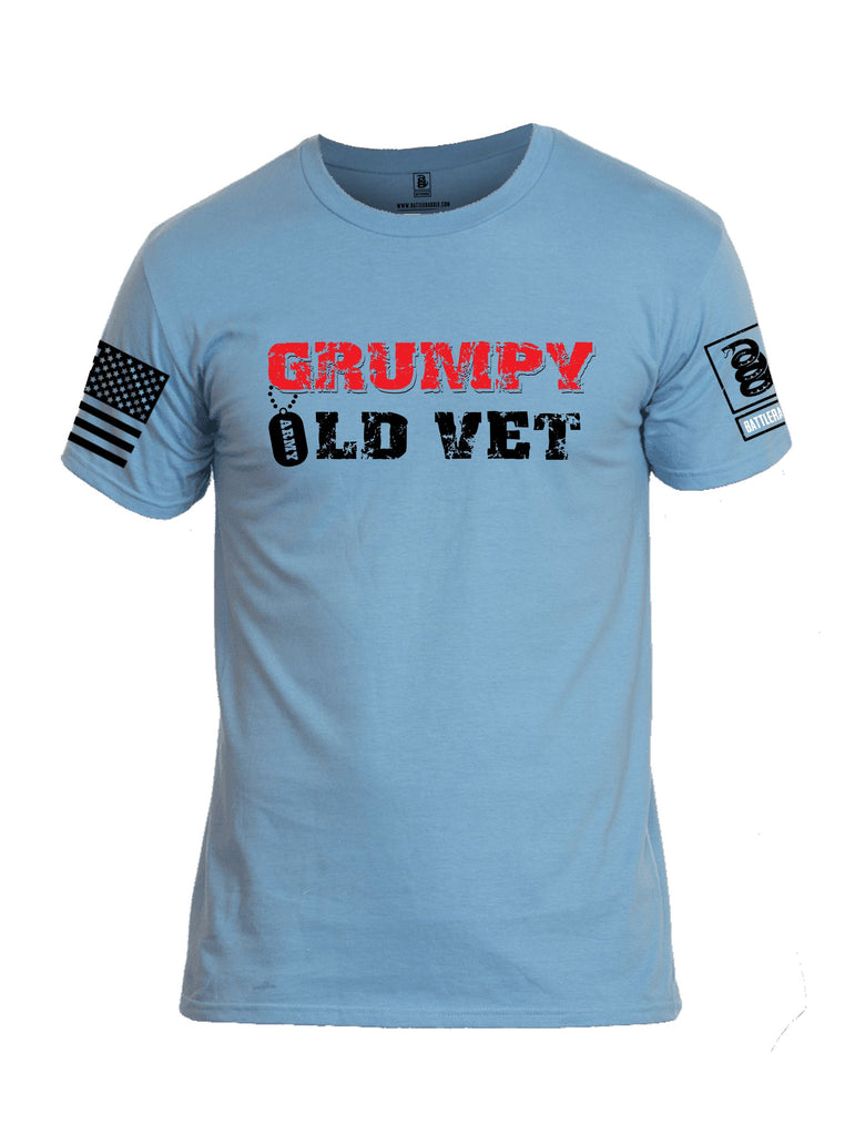 Battleraddle Grumpy Old Vet Black Sleeves Men Cotton Crew Neck T-Shirt