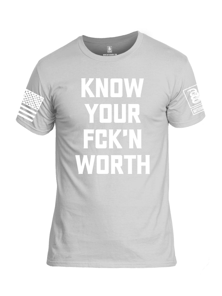 Battleraddle Know Your Worth White Sleeves Men Cotton Crew Neck T-Shirt