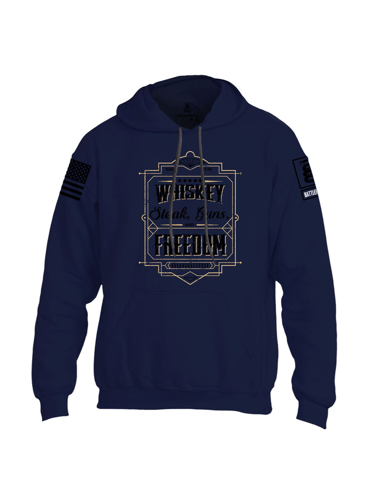 Battleraddle Whiskey Freedom Black Sleeves Uni Cotton Blended Hoodie With Pockets