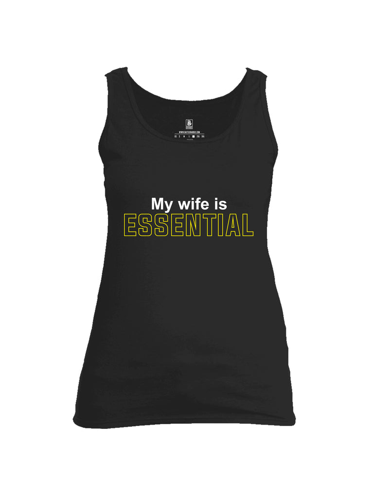 Battleraddle My Wife Is Essential {sleeve_color} Sleeves Women Cotton Cotton Tank Top