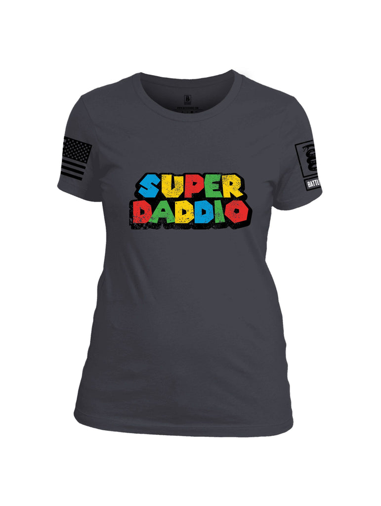 Battleraddle Super Daddio Black Sleeves Women Cotton Crew Neck T-Shirt
