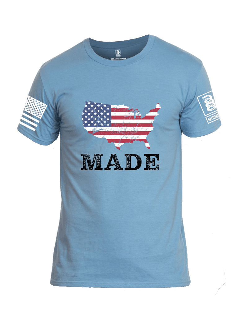 Battleraddle American Made White Sleeves Men Cotton Crew Neck T-Shirt
