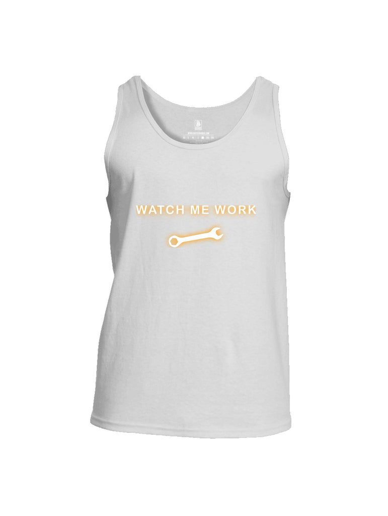 Battleraddle Watch Me Work White Sleeves Men Cotton Cotton Tank Top