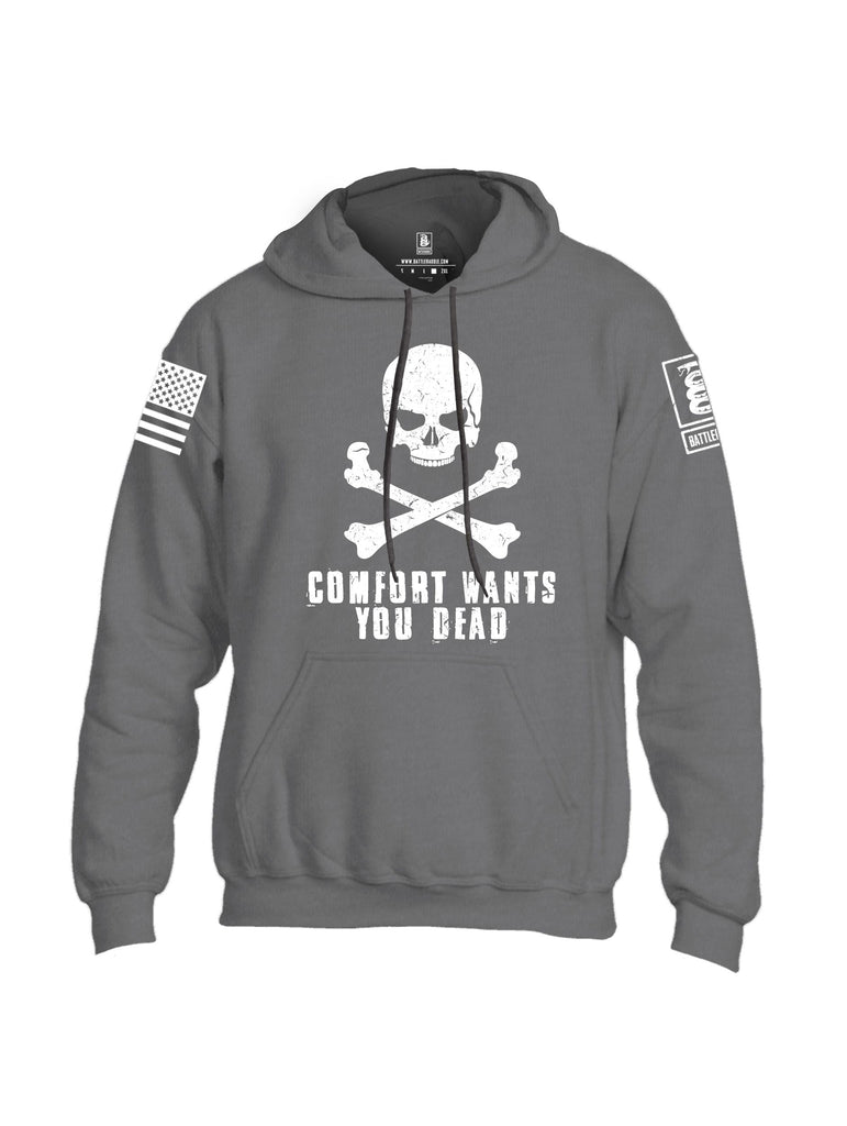 Battleraddle Comfort Wants You Dead White Sleeves Uni Cotton Blended Hoodie With Pockets