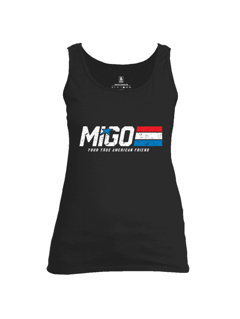 Battleraddle Migo Your True American Friend White Sleeves Women Cotton Cotton Tank Top