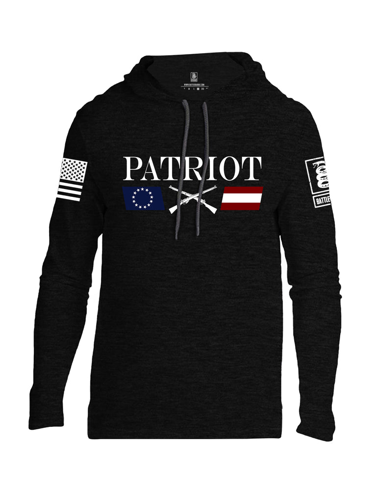 Battleraddle Patriot Rifle Flag White {sleeve_color} Sleeves Men Cotton Thin Cotton Lightweight Hoodie